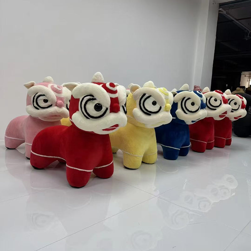 Modern Creative Lion-Shaped Fluffy Fabric Molded Foam Footstool For Living Room
