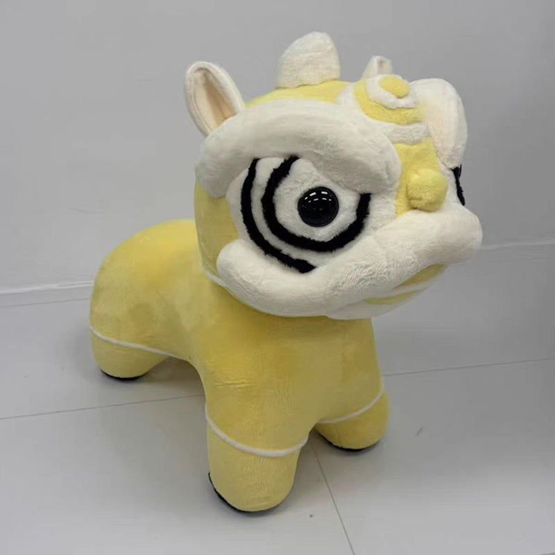 Modern Creative Lion-Shaped Fluffy Fabric Molded Foam Footstool For Living Room