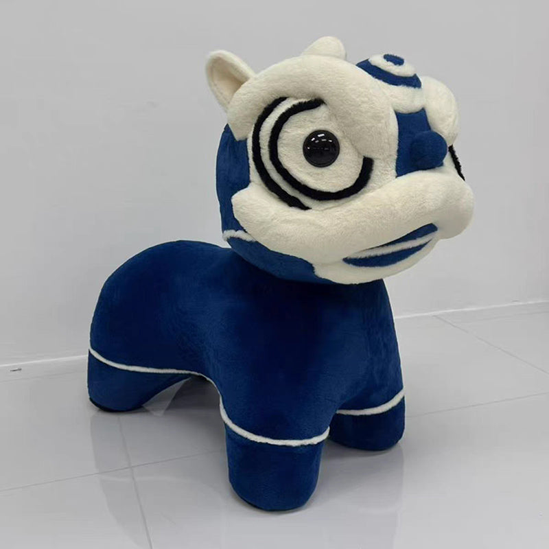 Modern Creative Lion-Shaped Fluffy Fabric Molded Foam Footstool For Living Room