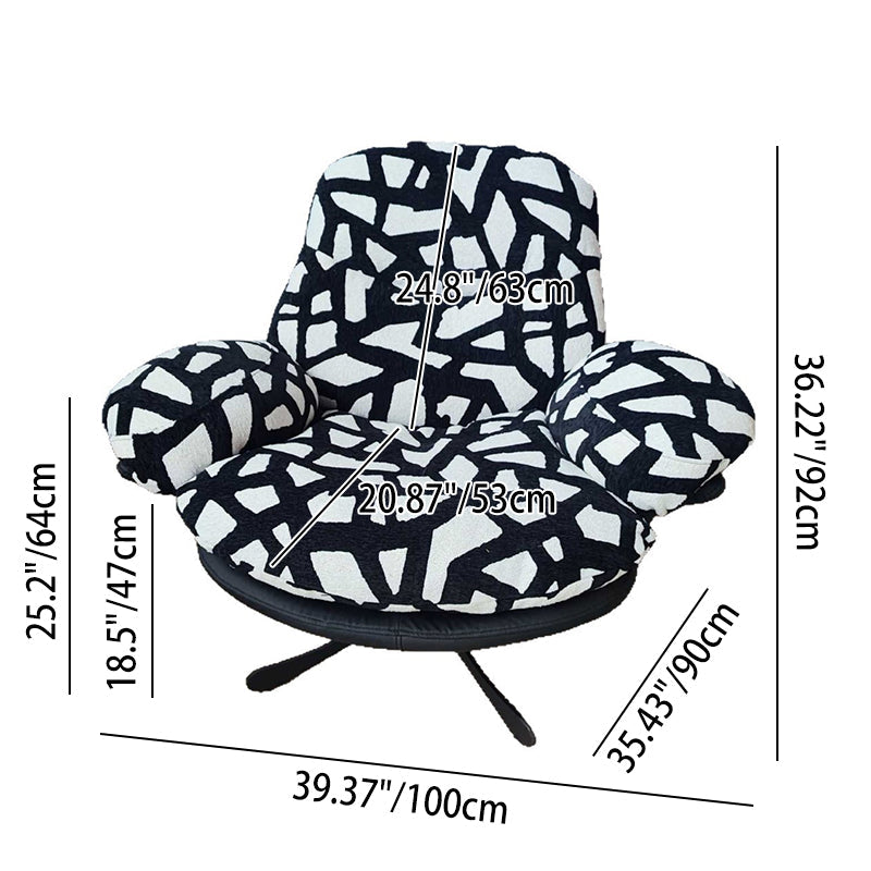 Modern Minimalist Curved Metal Linen-Cotton Cat-Scratch-Resistant Leather Accent Chair Sponge Pearl Cotton Backrest Armrest For Living Room