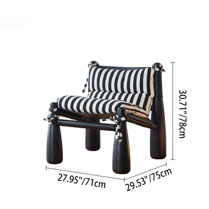 Traditional Vintage Curved Solid Wood Cotton-Linen PP Cotton Accent Chair Backrest For Living Room