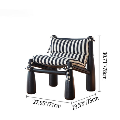 Traditional Vintage Curved Solid Wood Cotton-Linen PP Cotton Accent Chair Backrest For Living Room