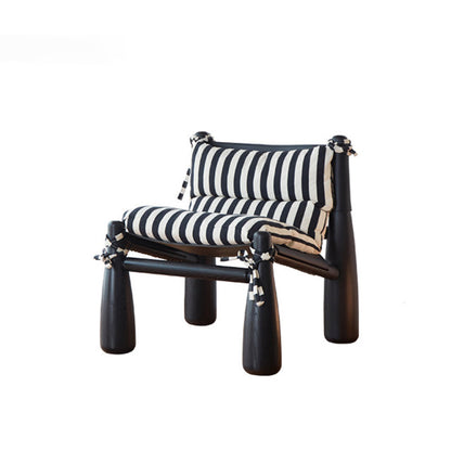 Traditional Vintage Curved Solid Wood Cotton-Linen PP Cotton Accent Chair Backrest For Living Room