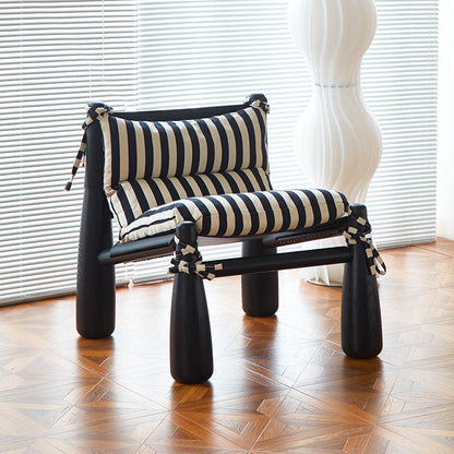 Traditional Vintage Curved Solid Wood Cotton-Linen PP Cotton Accent Chair Backrest For Living Room
