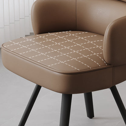 Modern Luxury Curved Carbon Steel Faux Nappa Leather Sponge Dining Chair Backrest Armrest For Dining Room