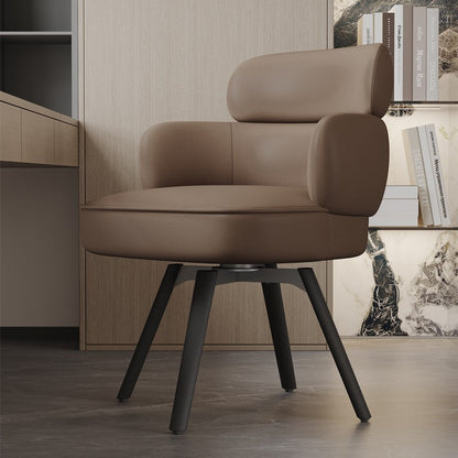 Modern Luxury Curved Carbon Steel Faux Nappa Leather Sponge Dining Chair Backrest Armrest For Dining Room