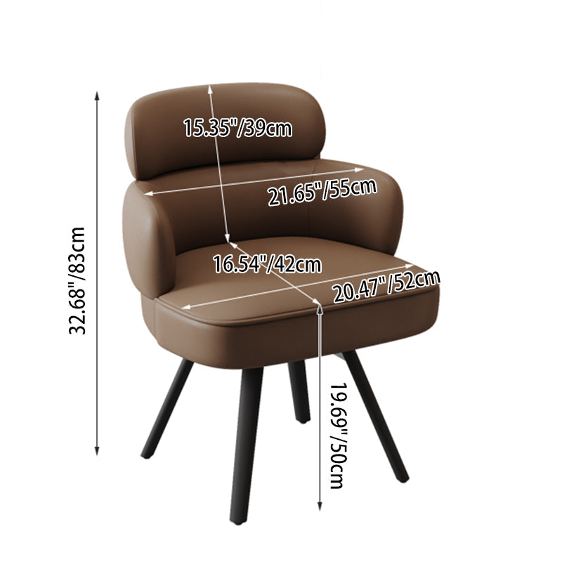 Modern Luxury Curved Carbon Steel Faux Nappa Leather Sponge Dining Chair Backrest Armrest For Dining Room
