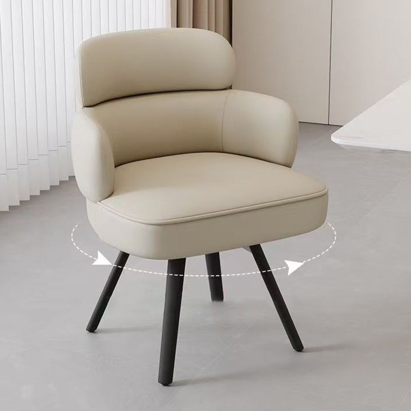 Modern Luxury Curved Carbon Steel Faux Nappa Leather Sponge Dining Chair Backrest Armrest For Dining Room