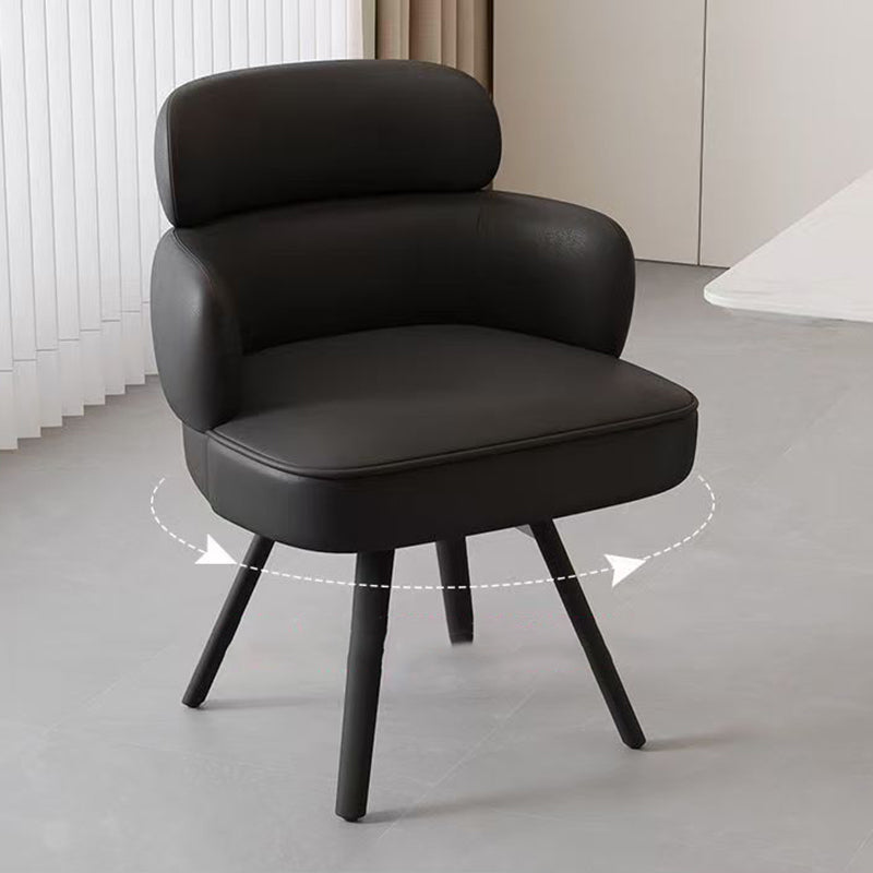 Modern Luxury Curved Carbon Steel Faux Nappa Leather Sponge Dining Chair Backrest Armrest For Dining Room