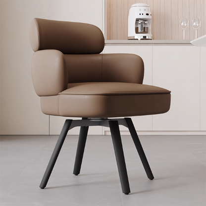 Modern Luxury Curved Carbon Steel Faux Nappa Leather Sponge Dining Chair Backrest Armrest For Dining Room