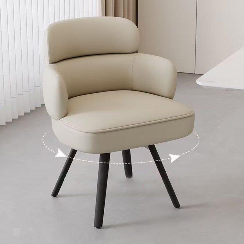 Modern Luxury Curved Carbon Steel Faux Nappa Leather Sponge Dining Chair Backrest Armrest For Dining Room