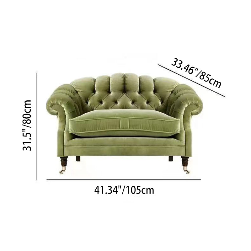 Traditional Vintage Curved Solid Wood Sponge Velvet Sofa Backrest Armrest For Living Room