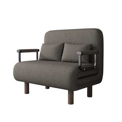 Modern Minimalist Curved Carbon Steel Sponge Linen Solid Wood Accent Chair Backrest Armrest For Living Room