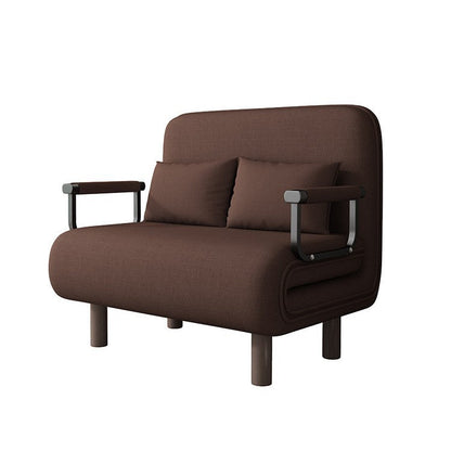 Modern Minimalist Curved Carbon Steel Sponge Linen Solid Wood Accent Chair Backrest Armrest For Living Room