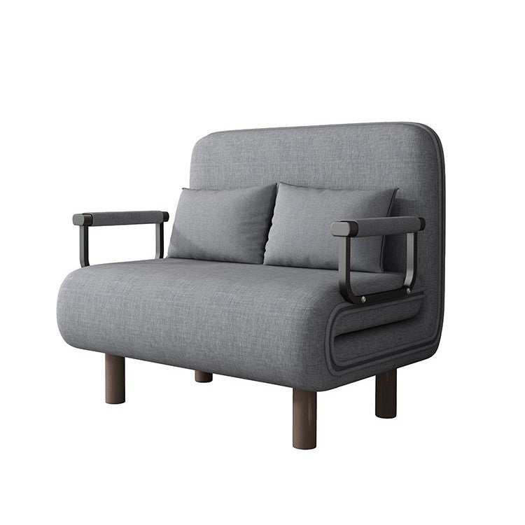Modern Minimalist Curved Carbon Steel Sponge Linen Solid Wood Accent Chair Backrest Armrest For Living Room