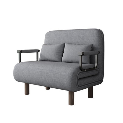 Modern Minimalist Curved Carbon Steel Sponge Linen Solid Wood Accent Chair Backrest Armrest For Living Room