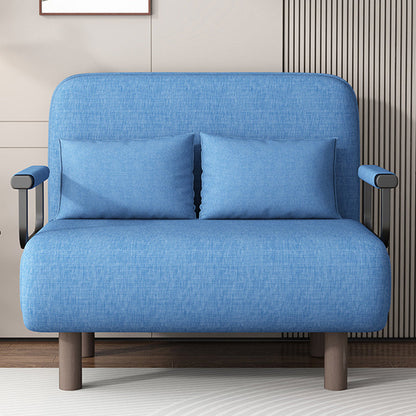 Modern Minimalist Curved Carbon Steel Sponge Linen Solid Wood Accent Chair Backrest Armrest For Living Room
