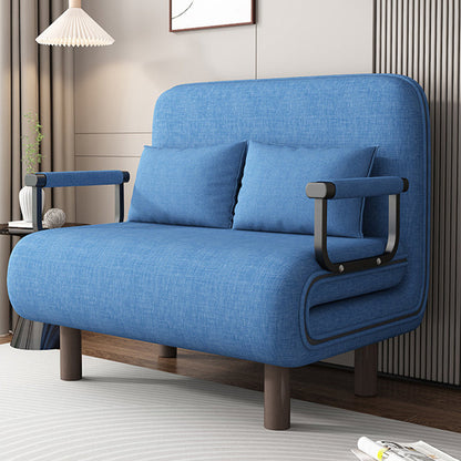 Modern Minimalist Curved Carbon Steel Sponge Linen Solid Wood Accent Chair Backrest Armrest For Living Room