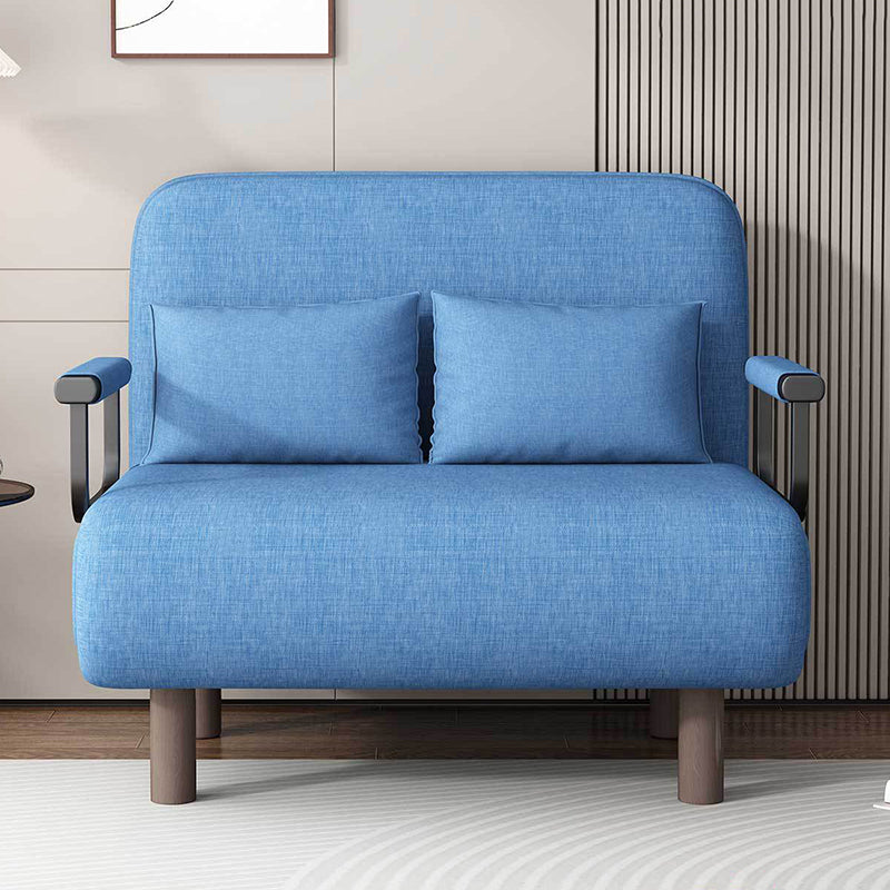 Modern Minimalist Curved Carbon Steel Sponge Linen Solid Wood Accent Chair Backrest Armrest For Living Room