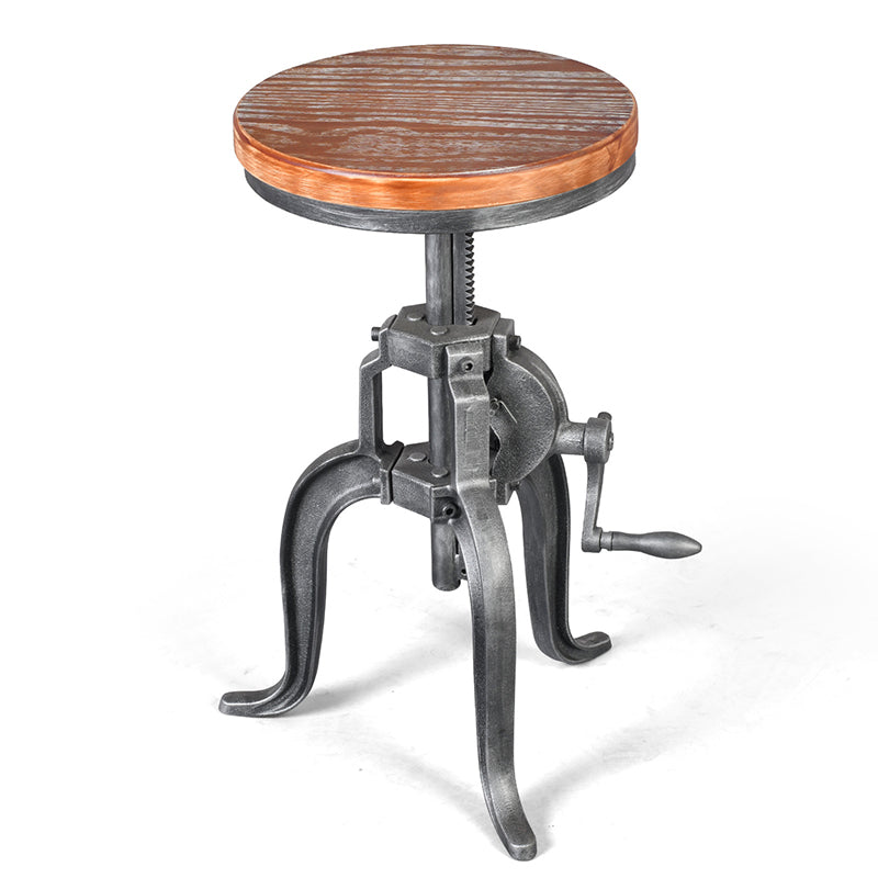 Modern Minimalist Round Iron Solid Wood Bar Stool Height Adjustment For Dining Room