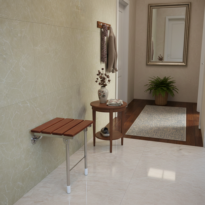 Modern Minimalist Rectangular Solid Wood Stainless Steel Footstool For Hallway