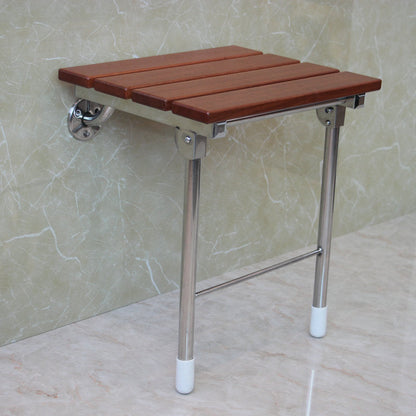 Modern Minimalist Rectangular Solid Wood Stainless Steel Footstool For Hallway