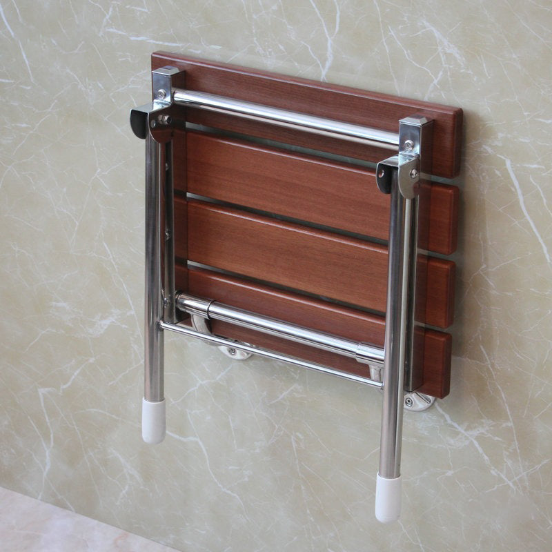 Modern Minimalist Rectangular Solid Wood Stainless Steel Footstool For Hallway