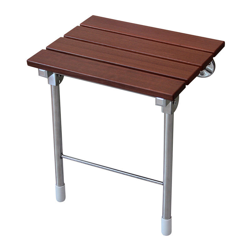 Modern Minimalist Rectangular Solid Wood Stainless Steel Footstool For Hallway