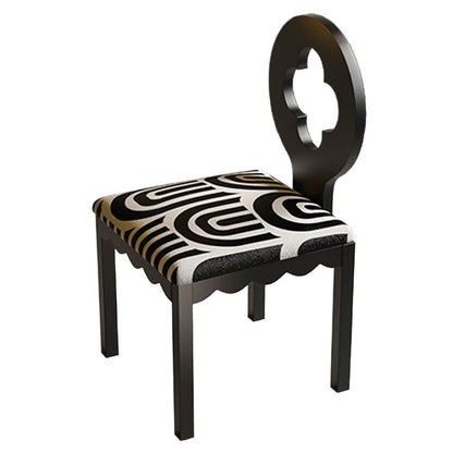 Traditional Vintage Curved Rubberwood Fabric Sponge Dining Chair Backrest For Dining Room