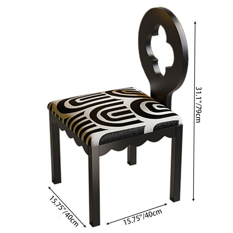 Traditional Vintage Curved Rubberwood Fabric Sponge Dining Chair Backrest For Dining Room