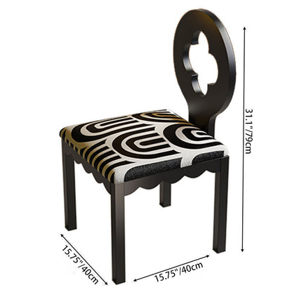 Traditional Vintage Curved Rubberwood Fabric Sponge Dining Chair Backrest For Dining Room