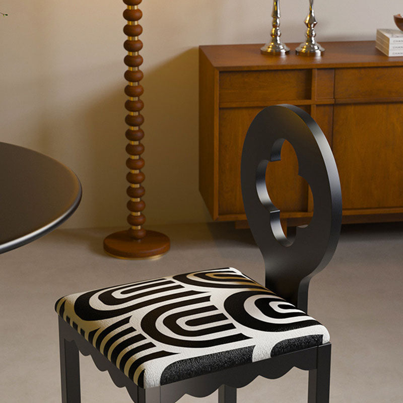 Traditional Vintage Curved Rubberwood Fabric Sponge Dining Chair Backrest For Dining Room