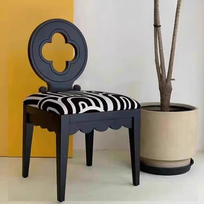 Traditional Vintage Curved Rubberwood Fabric Sponge Dining Chair Backrest For Dining Room