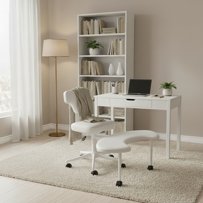 Modern Minimalist Non-Standard Shape PU Leather Sponge Multi-Layer Board Iron Plastic Desk Chair Backrest Adjustable Height Movable For Home Office