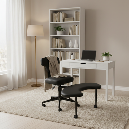 Modern Minimalist Non-Standard Shape PU Leather Sponge Multi-Layer Board Iron Plastic Desk Chair Backrest Adjustable Height Movable For Home Office