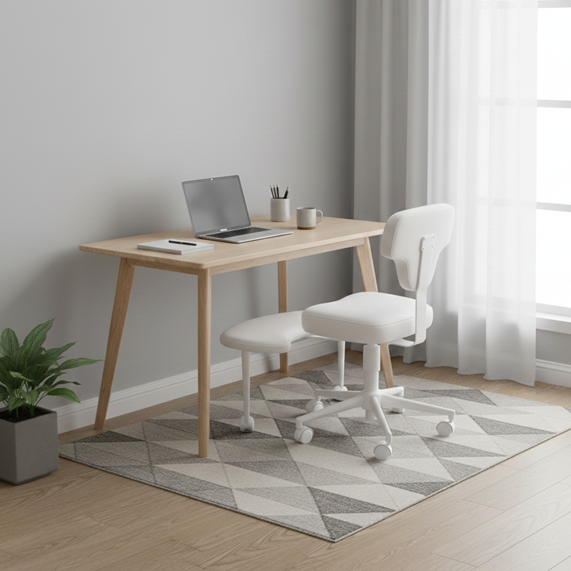 Modern Minimalist Non-Standard Shape PU Leather Sponge Multi-Layer Board Iron Plastic Desk Chair Backrest Adjustable Height Movable For Home Office