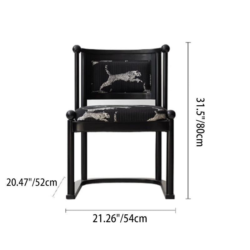 Traditional Vintage Curved Solid Wood Sponge Velvet Dining Chair Backrest Armrest For Dining Room