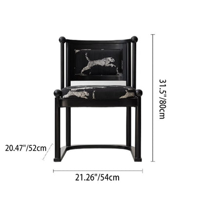 Traditional Vintage Curved Solid Wood Sponge Velvet Dining Chair Backrest Armrest For Dining Room