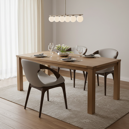 Modern Luxury Curved Tech White Ash Wood Sponge PU Leather Dining Chair Backrest Armrest For Dining Room