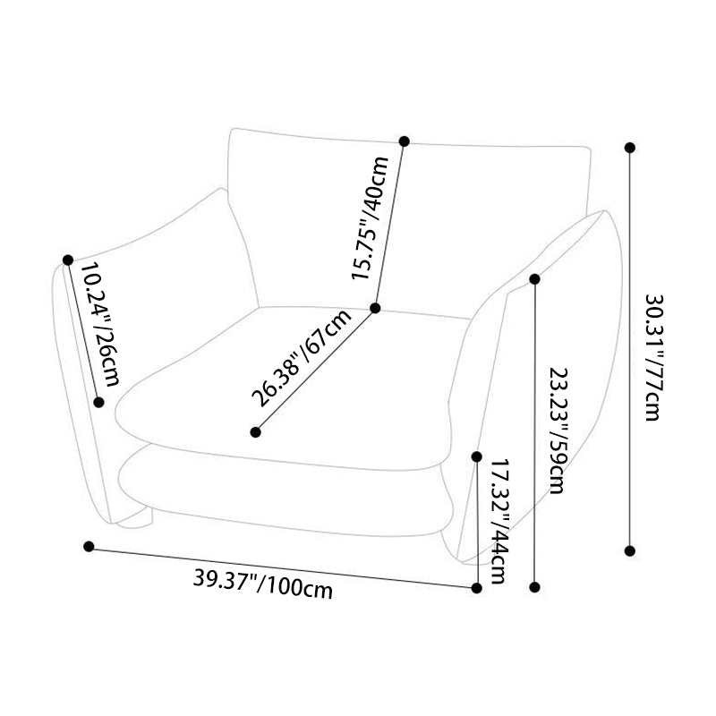 Traditional Vintage Curved Multi-Layer Board Solid Wood Cotton-Linen Sponge Accent Chair Backrest Armrest For Living Room