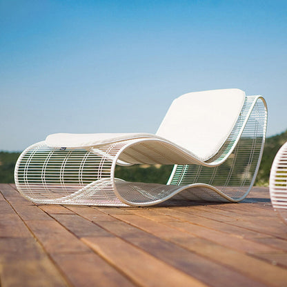 Modern Minimalist Curved Aluminum Alloy Fabric Sponge Recliner Backrest For Garden