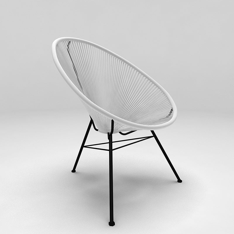 Modern Minimalist Curved Aluminum Alloy PE Rattan Lounge Chair Backrest Armrest For Garden