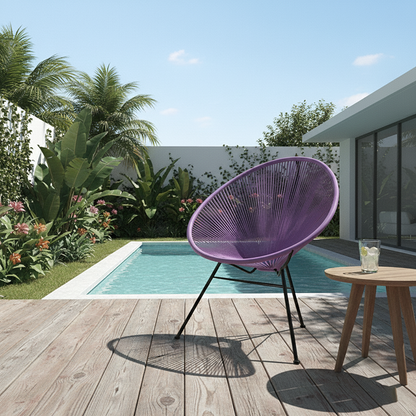 Modern Minimalist Curved Aluminum Alloy PE Rattan Lounge Chair Backrest Armrest For Garden