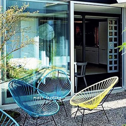 Modern Minimalist Curved Aluminum Alloy PE Rattan Lounge Chair Backrest Armrest For Garden