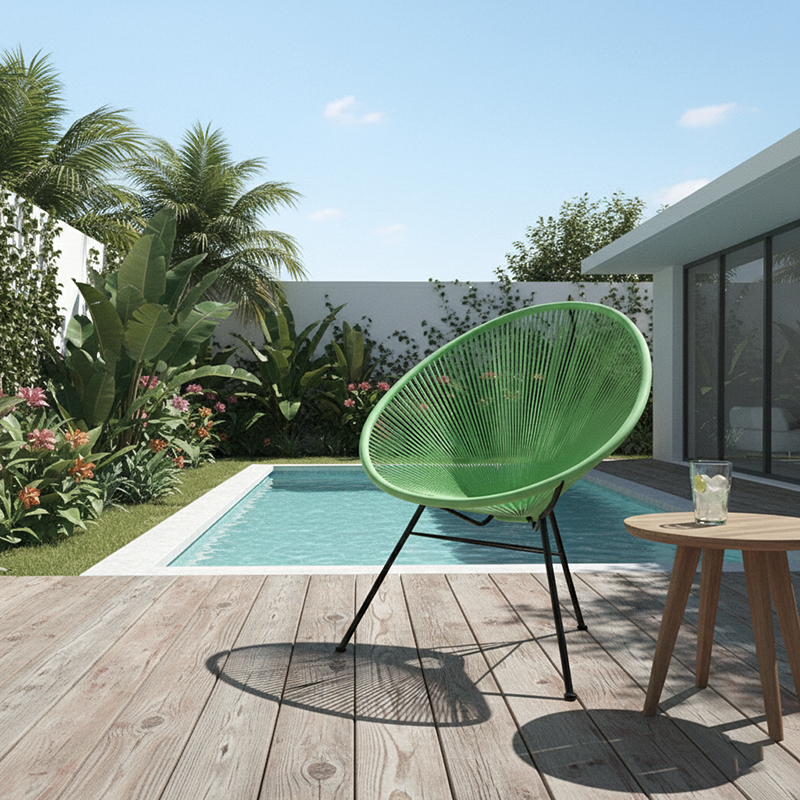 Modern Minimalist Curved Aluminum Alloy PE Rattan Lounge Chair Backrest Armrest For Garden