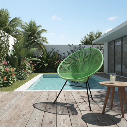 Modern Minimalist Curved Aluminum Alloy PE Rattan Lounge Chair Backrest Armrest For Garden