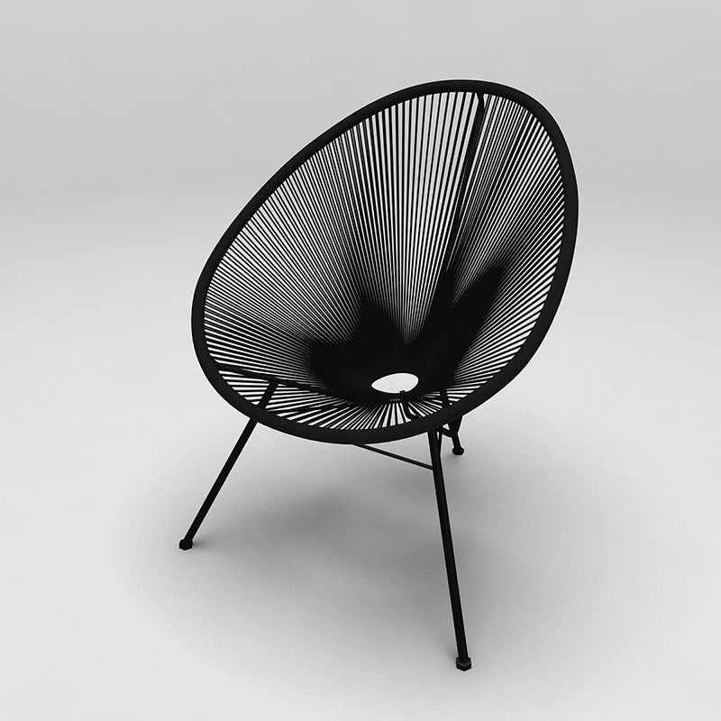 Modern Minimalist Curved Aluminum Alloy PE Rattan Lounge Chair Backrest Armrest For Garden