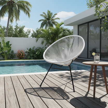 Modern Minimalist Curved Aluminum Alloy PE Rattan Lounge Chair Backrest Armrest For Garden