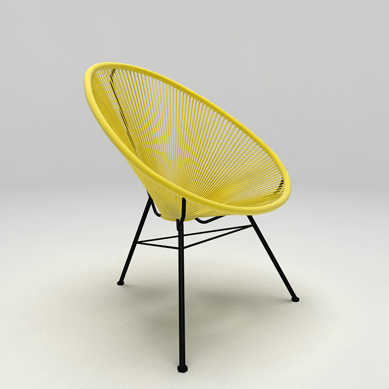 Modern Minimalist Curved Aluminum Alloy PE Rattan Lounge Chair Backrest Armrest For Garden
