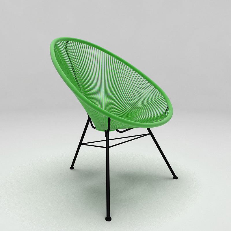Modern Minimalist Curved Aluminum Alloy PE Rattan Lounge Chair Backrest Armrest For Garden